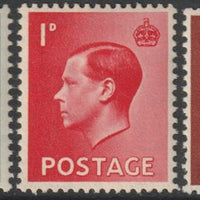 Great Britain 1936 KE8,1/2d, 1d & 1.5d with inverted wmk lihjtly mounted mint