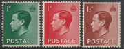 Great Britain 1936 KE8,1/2d, 1d & 1.5d with inverted wmk lihjtly mounted mint