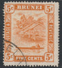 Brunei 1924-51 River Scene 5c orange with value retouch fine used