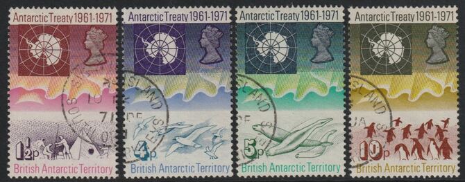 British Antarctic Territory 1971 Antarctic Treaty set of 4 fine cds used, SG 38-41
