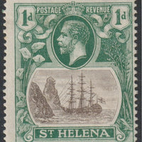 St Helena 1922-37 KG5 Badge Script 1/2d grey & black single with variety 'Cleft rock' (stamp 49) mounted mint SG 97c