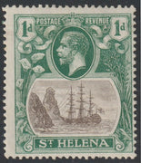 St Helena 1922-37 KG5 Badge Script 1/2d grey & black single with variety 'Cleft rock' (stamp 49) mounted mint SG 97c