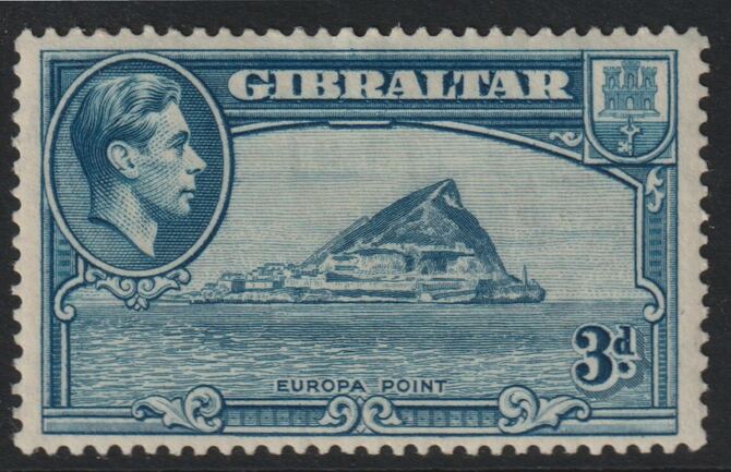 Gibraltar 1938-51 KG6 3d light blue P13.5 mounted mint SG125