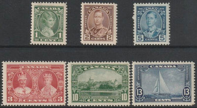 Canada 1935 KG5 Silver Jubilee set of 6 gum disturbed on 3c & 10c, rest unmounted mint SG 335-40