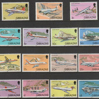 Gibraltar 1982 Aircraft complete set of 15 to £5 unmounted mint, SG 460-74