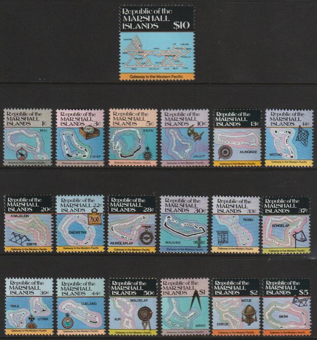 Marshall Islands 1984-87 Maps complete set of 19 values to $10 unmounted mint, SG 5-20