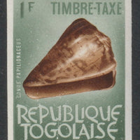 Togo - Stamp Tax 1f Cone Shell imperf from limited printing unmounted mint