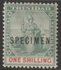 Trinidad 1896 Britannia 1s overprinted SPECIMEN with Split P variety (position 29) with gum