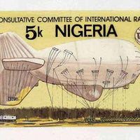 Nigeria 1979 International Radio Committee - original hand-painted artwork for 5k value (Showing Radio Airship) on card 9" x 5" with overlay