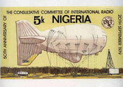 Nigeria 1979 International Radio Committee - original hand-painted artwork for 5k value (Showing Radio Airship) on card 9" x 5" with overlay