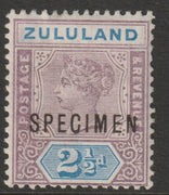 Zululand 1894 QV 2.5d overprinted SPECIMEN Short Topped N variety (Position 54) with gum
