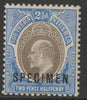 Southern Nigeria 1903 KE7 2.5d overprinted SPECIMEN Short Topped N variety (Position 54) with gum