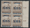 Yugoslavia - Croatia 1918 Harvesters 20f with Hrvatska SHS opt shifted downwards mint block of 4, 3 stamps unmounted as SG 62