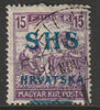 Yugoslavia - Croatia 1918 Harvesters 15f with Hrvatska SHS opt misplaced (bar omitted) fine used SG 61var
