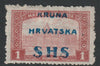 Yugoslavia - Croatia 1918 Parliament 1k with overprint misplaced, mounted mint SG 69var