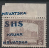 Yugoslavia - Croatia 1918 Parliament 5k with overprint misplaced, mounted mint SG 72var