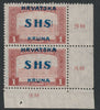 Yugoslavia - Croatia 1918 Parliament 1k mint corner pair one stamp wih vert line after S, one stamp u/m SG 69var