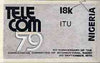Nigeria 1979 International Radio Committee - original hand-painted artwork for 18k value (Telecom Symbol against silver background) by M O Shadare on card 7" x 4" with overlay endorsed C5