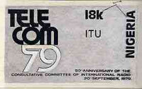Nigeria 1979 International Radio Committee - original hand-painted artwork for 18k value (Telecom Symbol against silver background) by M O Shadare on card 7" x 4" with overlay endorsed C5