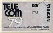 Nigeria 1979 International Radio Committee - original hand-painted artwork for 18k value (Telecom Symbol against silver background) by M O Shadare on card 7" x 4" with overlay endorsed C5