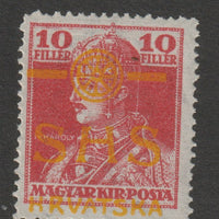 Yugoslavia - Croatia 1918 King Charles 10f with overprint in yellow, mounted mint SG 74var