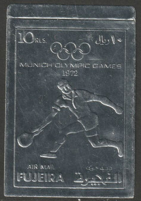 Fujeira 1972 Munich Olympic Games imperf 10r Tennis embossed in silver foil unmounted mint as Mi 1279B