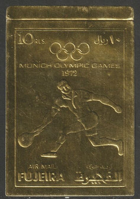 Fujeira 1972 Munich Olympic Games imperf 10r Tennis embossed in gold foil unmounted mint as Mi 1280B