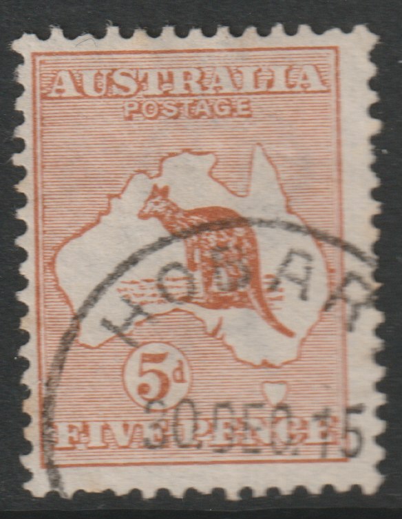 Australia 1913 Roo 5d chestnut fine cds used, SG8