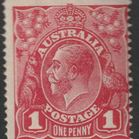 Australia 1914 KG5 1d carmine-pink mounted mint, centred to SE and light horiz crease, SG21ce