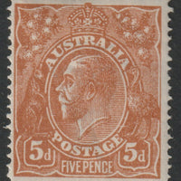 Australia 1914 KG5 5d yellow-brown mounted mint, centred to left, SG23ba