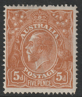Australia 1914 KG5 5d yellow-brown mounted mint, centred to left, SG23ba