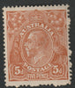 Australia 1914 KG5 5d yellow-brown mounted mint, ragged perfs, SG23ba