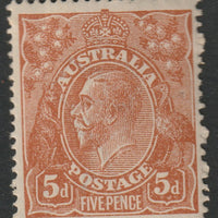 Australia 1914 KG5 5d yellow-brown mounted mint, ragged perfs, SG23ba