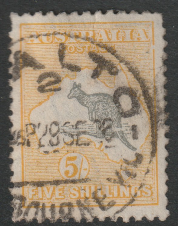 Australia 1915 Roo 5s grey & yellow die II heavy cds cancel, SG42