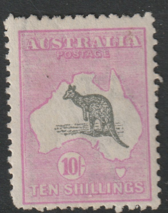 Australia 1915 Roo 10s grey & pink die II mounted mint centred low but good colour, SG43