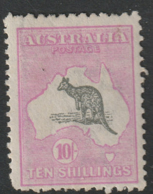 Australia 1915 Roo 10s grey & pink die II mounted mint centred low but good colour, SG43