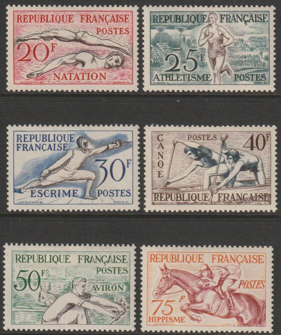 France 1953 Sports perf set of 6 lightly mounted mint, SG 1185-90
