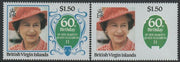 British Virgin Islands 1986 Queen's 60th Birthday $1.50 with blue omitted (frame & ribbons) plus normal both unmounted mint