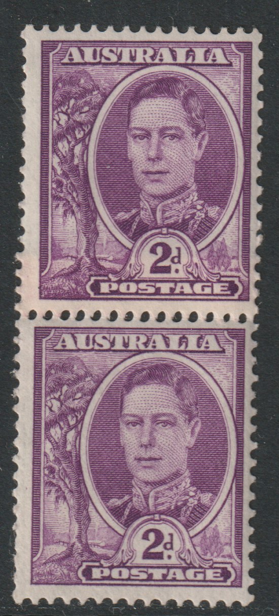 Australia 1937-49 KG6 bright purple 2d coil pair unmounted mint SG185a