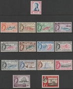 Turks & Caicos Islands 1957 QEII defset complete incl £1 values, 15 values all unmounted mint SG237-50 & 253