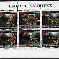 Ivory Coast 2009 Dinosaurs perf sheetlet containing 6 values unmounted mint