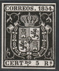 Spain 1854 Arms 5r twice stamp-size Photographic print from Sperati's own negative with BPA handstamp on back, superb reference