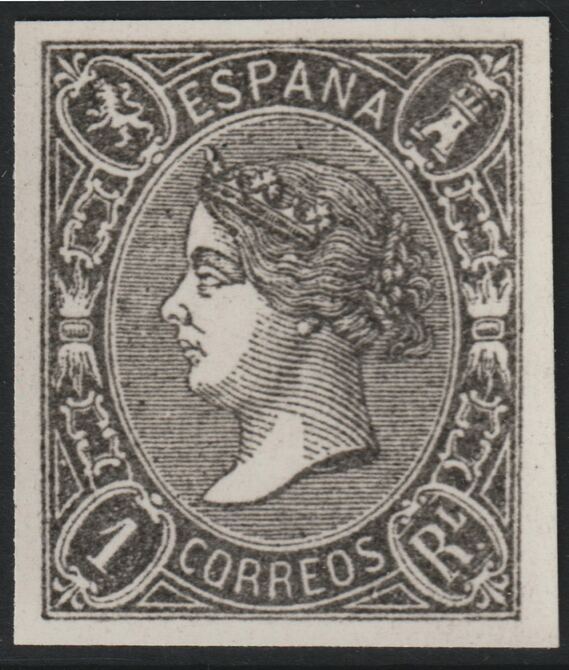 Spain 1865 Queen Isabella 1r twice stamp-size Photographic print from Sperati's own negative without handstamp on back, superb reference
