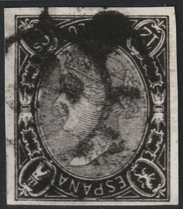 Spain 1865 Queen Isabella 12c twice stamp-size Photographic print with frame inverted from Sperati's own negative without handstamp on back, superb reference