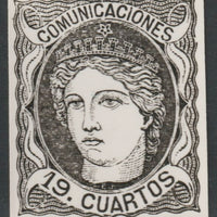 Spain 1870 Queen Isabella 19c twice stamp-size Photographic print from Sperati's own negative with BPA handstamp on back, superb reference