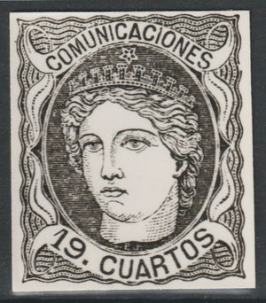 Spain 1870 Queen Isabella 19c twice stamp-size Photographic print from Sperati's own negative with BPA handstamp on back, superb reference