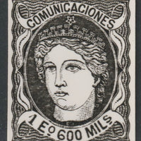 Spain 1870 Queen Isabella 1E twice stamp-size Photographic print from Sperati's own negative with BPA handstamp on back, superb reference