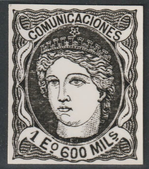 Spain 1870 Queen Isabella 1E twice stamp-size Photographic print from Sperati's own negative with BPA handstamp on back, superb reference