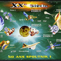 Djibouti 2009 50th Anniversary of Sputnik #01 imperf sheetlet containing 9 values unmounted mint