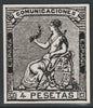 Spain 1873 Figure of Peace 4p twice stamp-size Photographic print from Sperati's own negative with BPA handstamp on back, superb reference